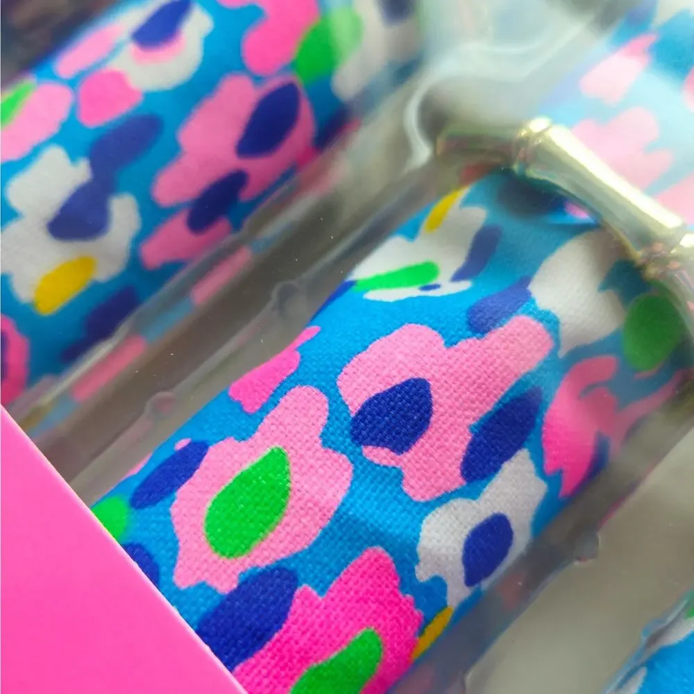 Lilly Pulitzer Hottie Dottie Blue & Pink Napkins & Bamboo Rings | Set of 4 NIB